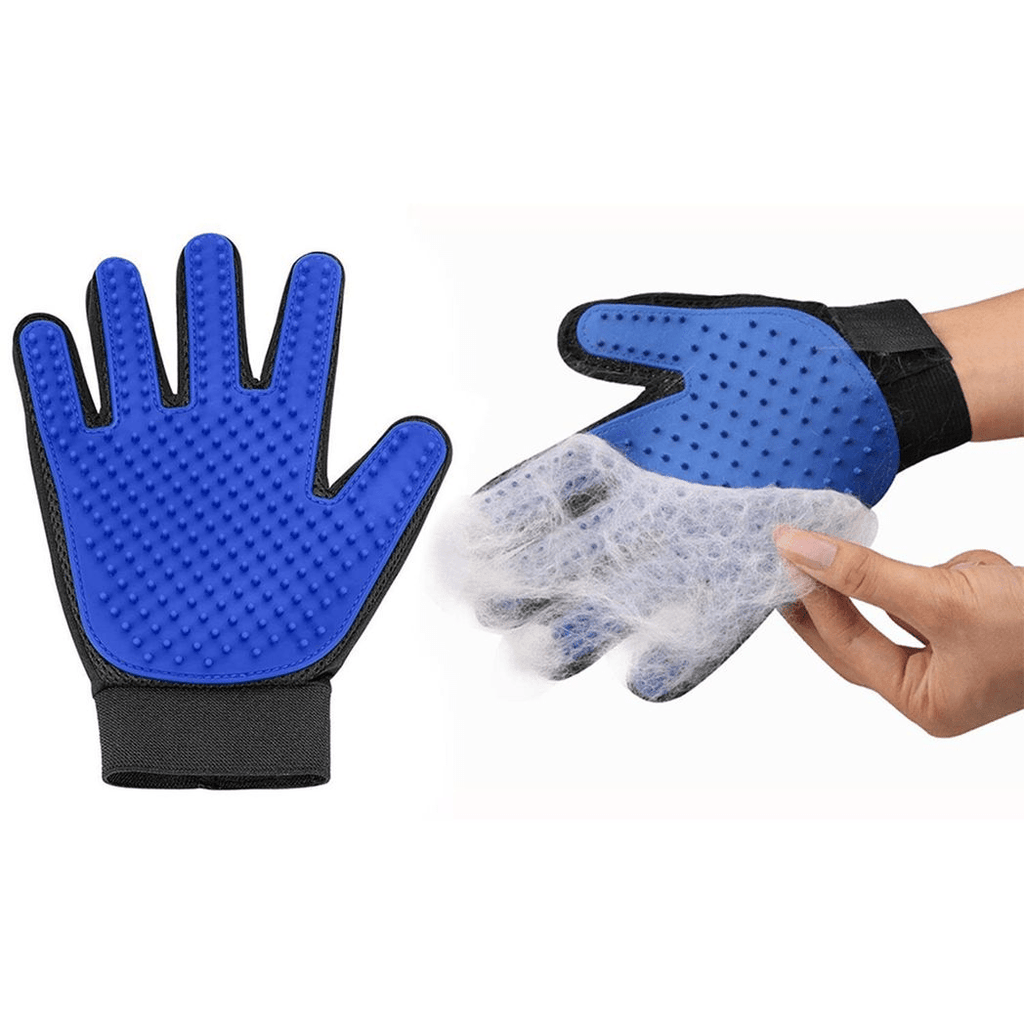 Cat And Dog Grooming Gloves 1 Pair - Blue - WHISKELLO