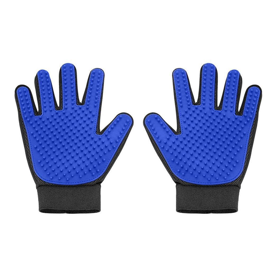 Cat And Dog Grooming Gloves 1 Pair - Blue - WHISKELLO