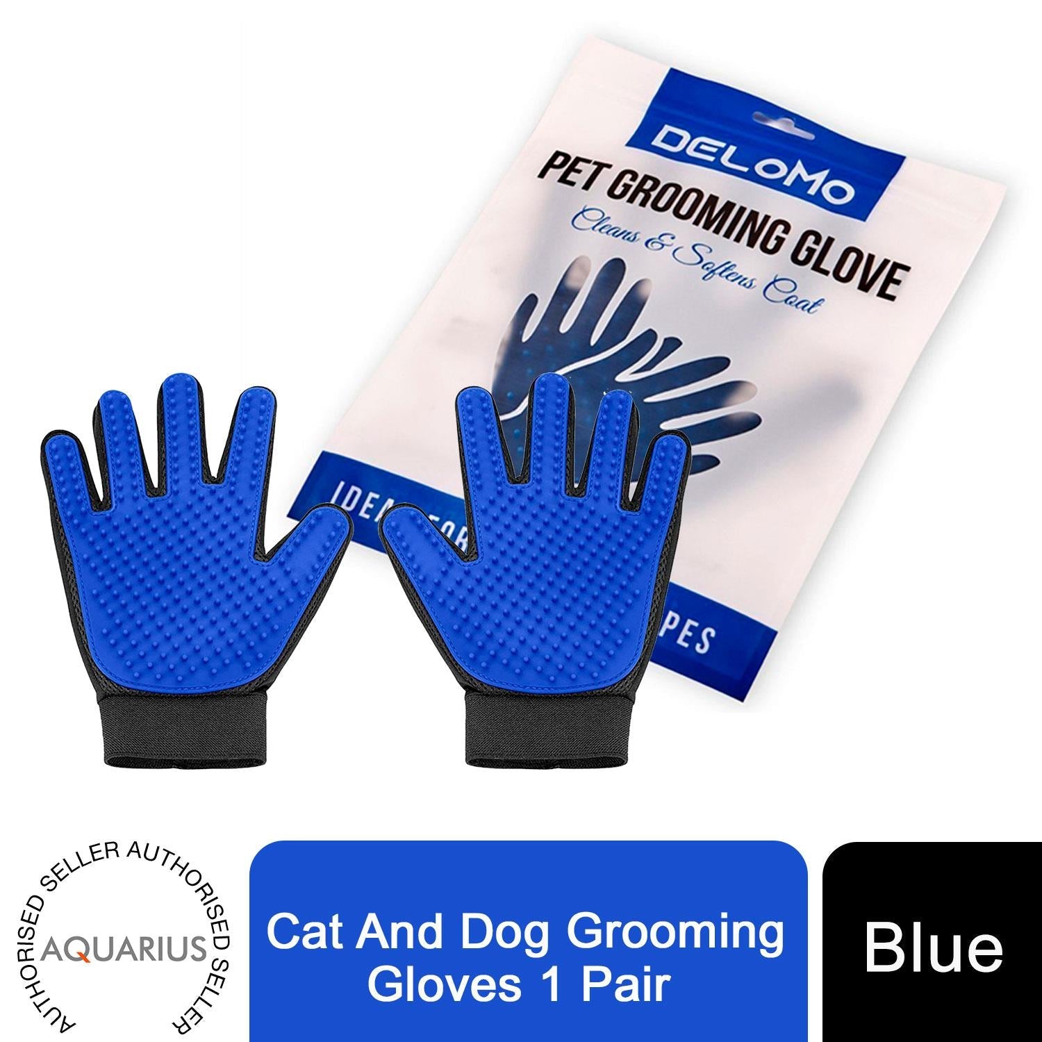 Cat And Dog Grooming Gloves 1 Pair - Blue - WHISKELLO