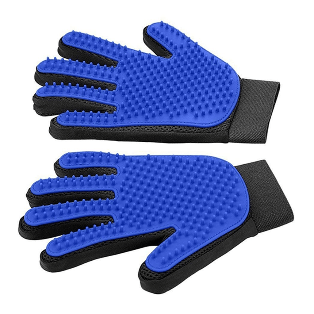 Cat And Dog Grooming Gloves 1 Pair - Blue - WHISKELLO