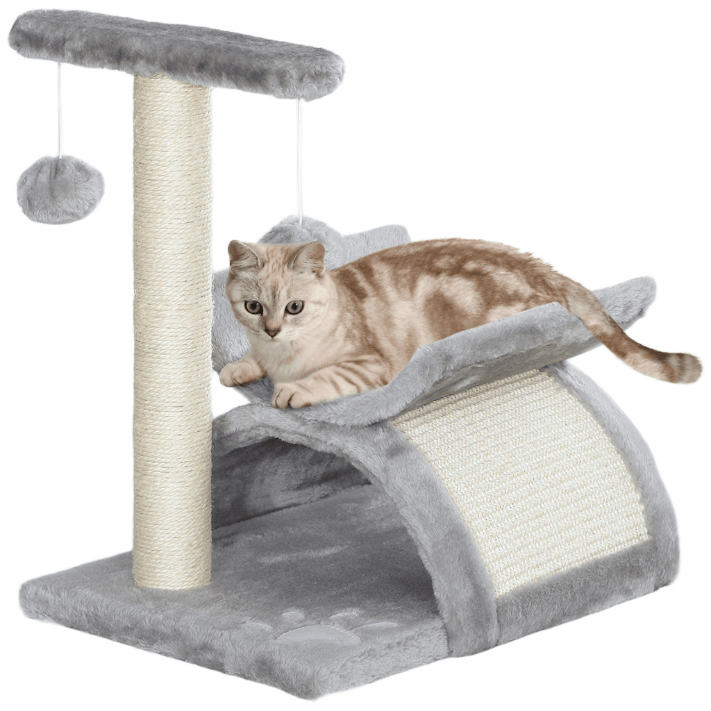 Cat Tree Plush Scratcher Activity Play Center Tunnel Dangling Ball - WHISKELLO