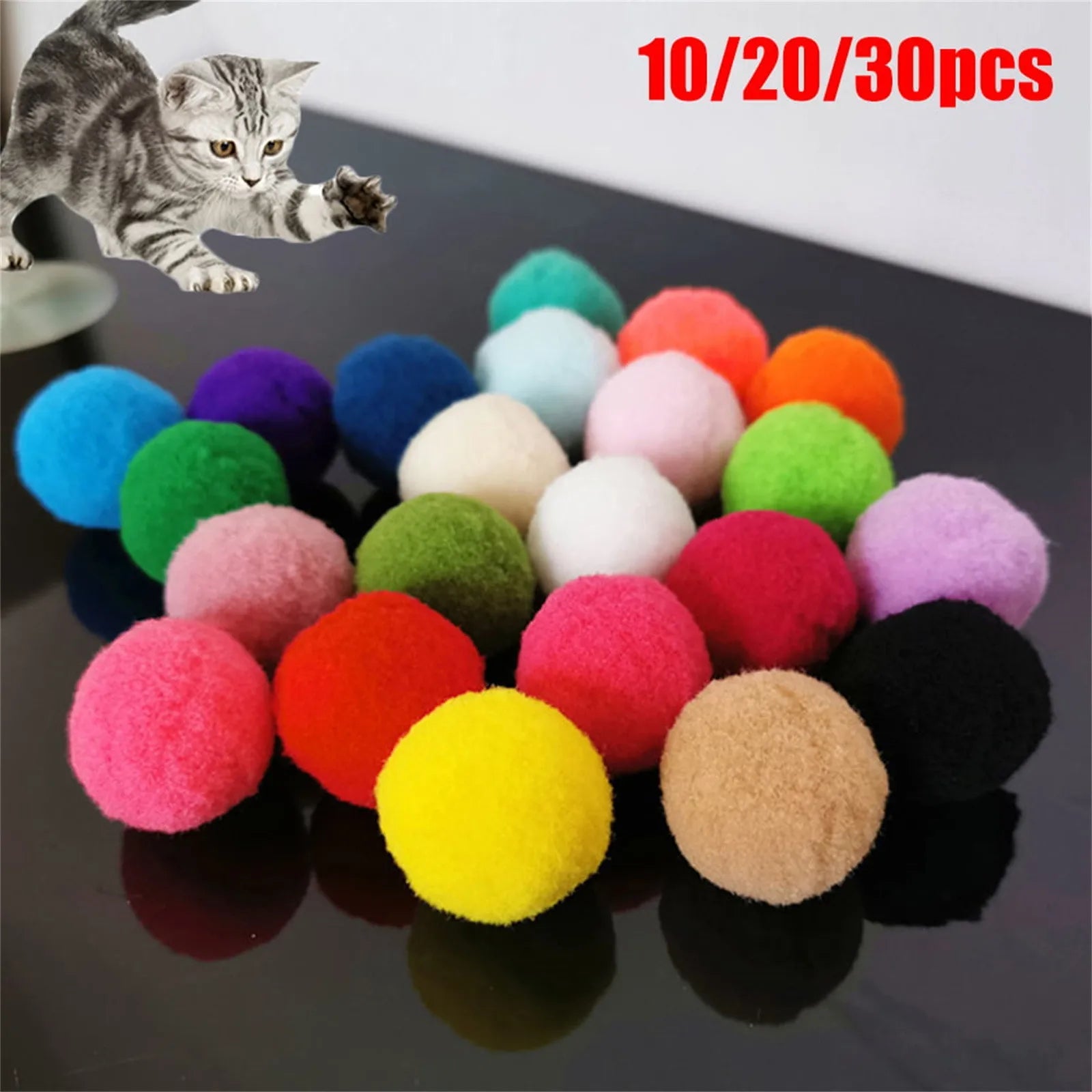 Colourful Interactive Plush Balls for Cats - Fun Training Toy Pack - WHISKELLO