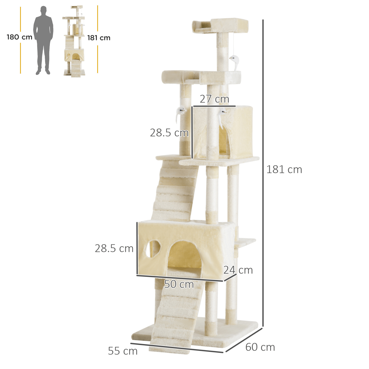 Condo Furniture Scratcher Post Pet Cat Tree Kitten Bed House Play Toy Ladder - WHISKELLO