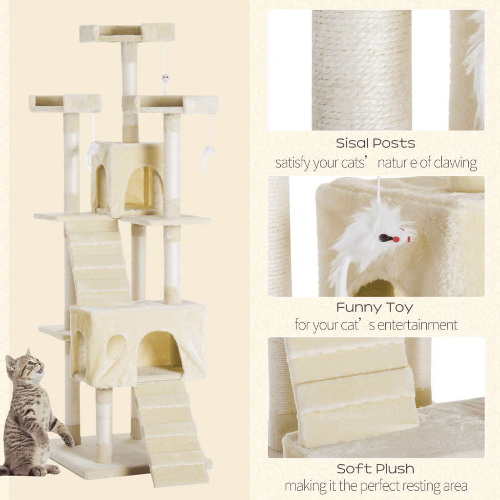 Condo Furniture Scratcher Post Pet Cat Tree Kitten Bed House Play Toy Ladder - WHISKELLO