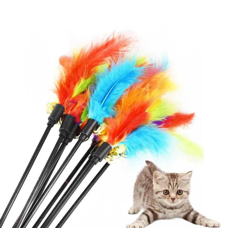 Interactive Feather Cat Toy - Random Colour - Engaging Playtime for Cats - WHISKELLO