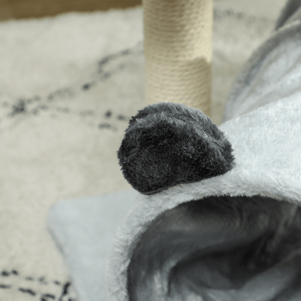 PawHut Cat Tree w/ Scratching Post, Bed, Cat Tunnel, Toy Ball, Grey - WHISKELLO