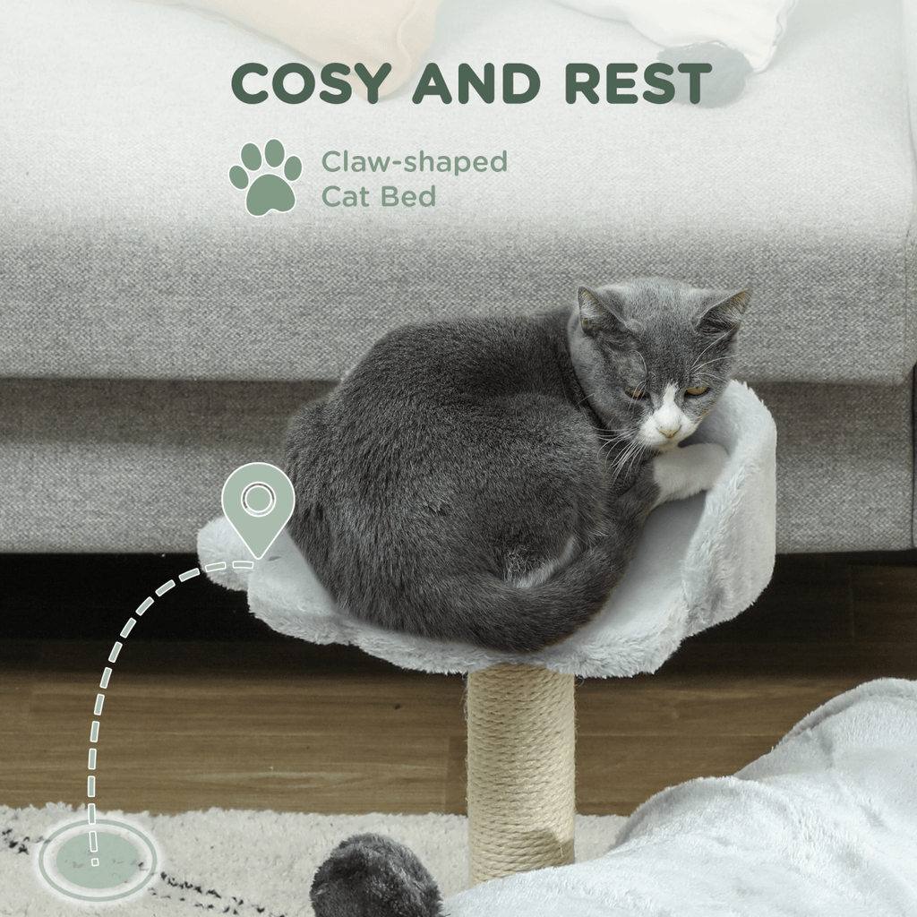 PawHut Cat Tree w/ Scratching Post, Bed, Cat Tunnel, Toy Ball, Grey - WHISKELLO