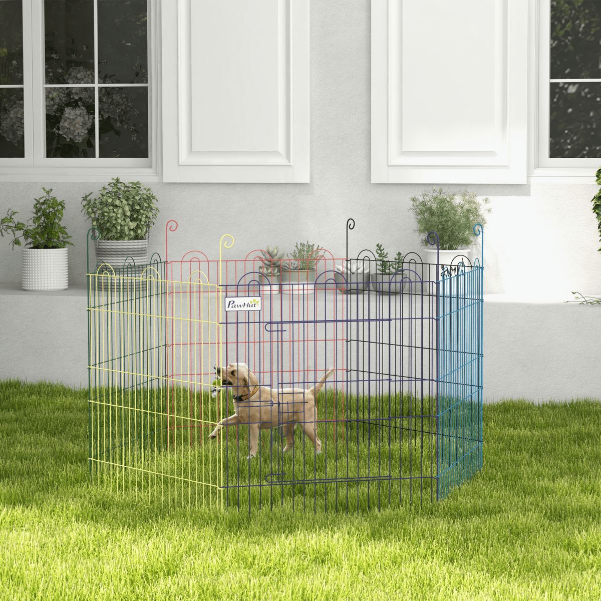 PawHut Pet Playpen Dog Puppy Crate Kennel with Door - WHISKELLO