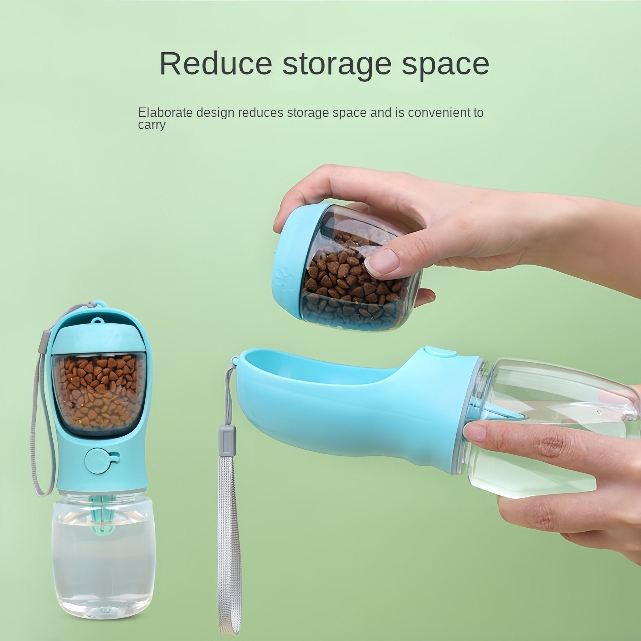 Portable Pet Water Bottle with Food Storage for Outdoor Travel - WHISKELLO
