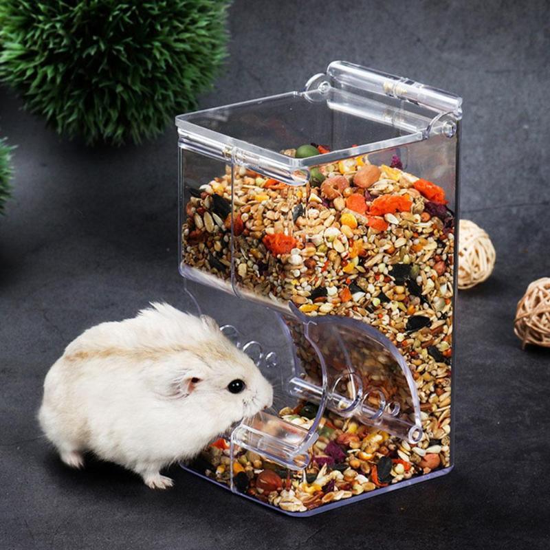 Transparent Plastic Hamster Feeder Food Box - Innovative Fixable Design - WHISKELLO