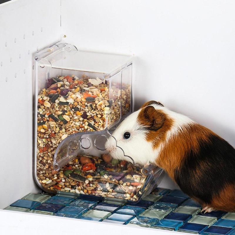 Transparent Plastic Hamster Feeder Food Box - Innovative Fixable Design - WHISKELLO