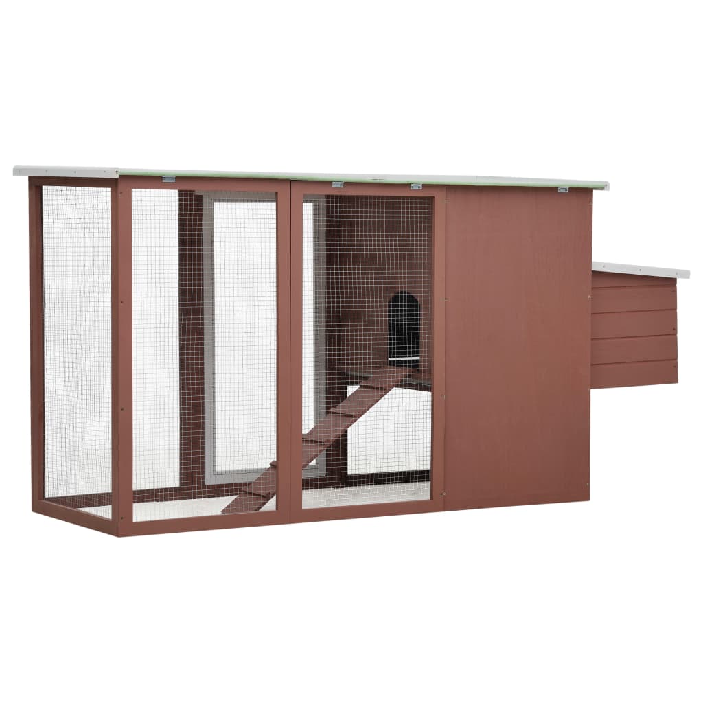 vidaXL Chicken Coop and Run Hen House with Nesting Box and Ramp Solid Wood - WHISKELLO