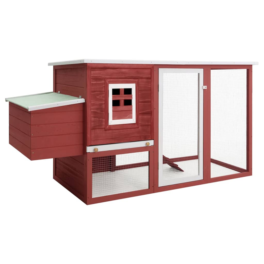 vidaXL Chicken Coop and Run Hen House with Nesting Box and Ramp Solid Wood - WHISKELLO